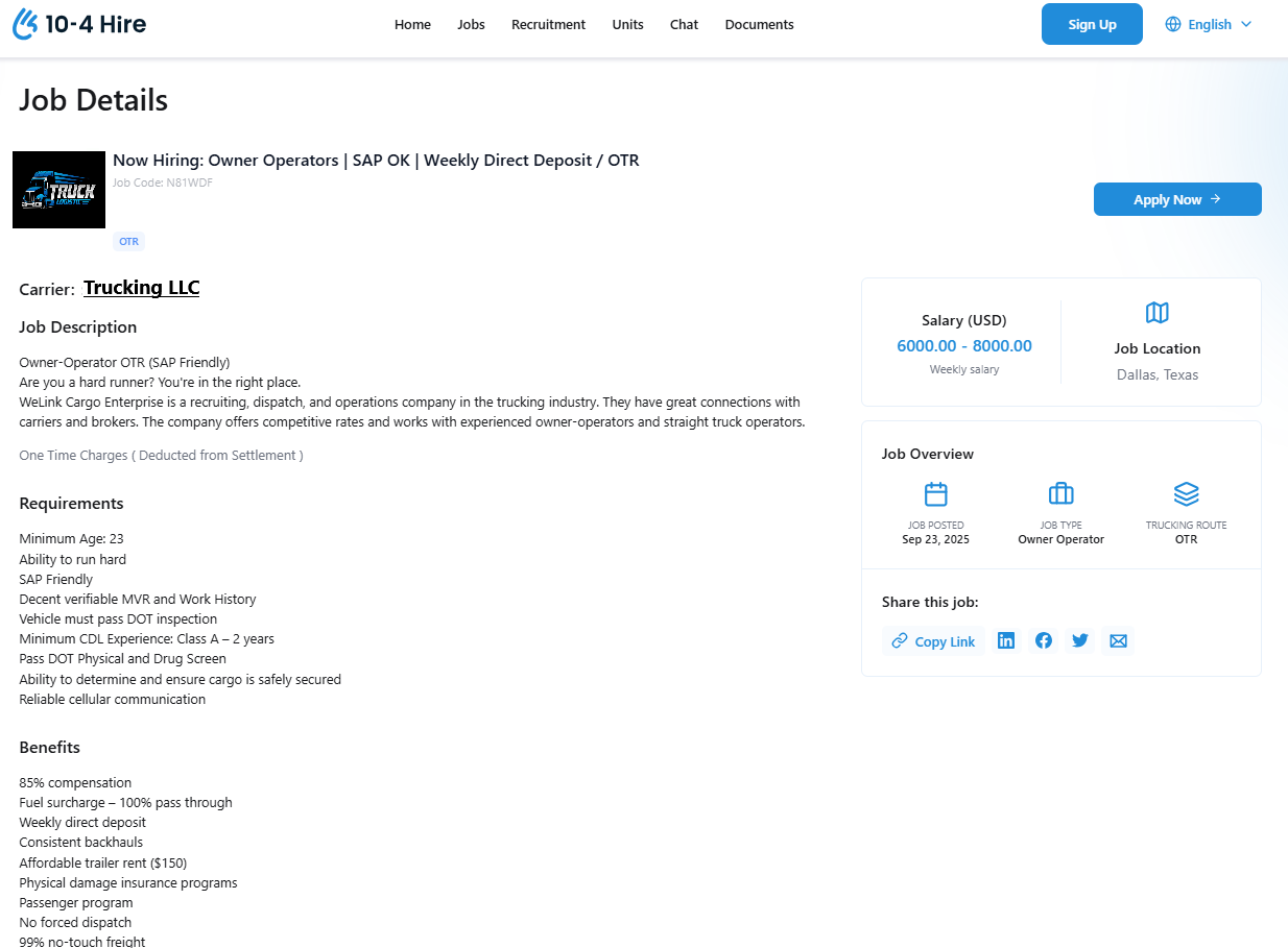 10-4 Hire Job Posting Interface